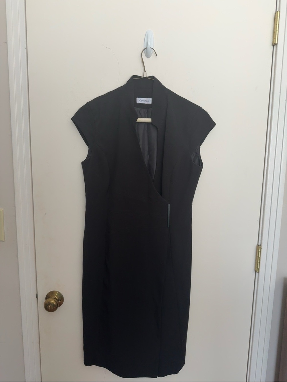Calvin Klein Black Sleeveless V-Neck Midi Dress